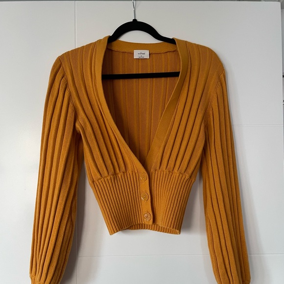 *LIKE NEW*  WILFRED plunge front cardigan in MUSTARD - Picture 2 of 4